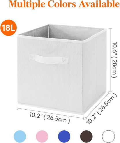 Lifewit Storage Cubes, 11 Inch Organizer Bins, 18L White, 6 Packs | Foldable - Image 2