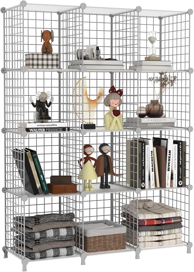 AWTATOS Wire 12 Cube Storage Organizer, Closet Storage Shelves Stackable | by AWTATOS