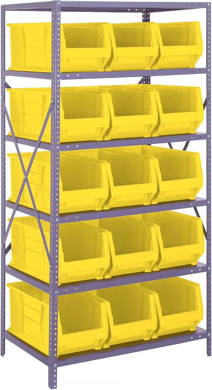 Quantum Storage Systems Wire Shelving Unit W/15 Yellow Bins by QuantumStorageSystems