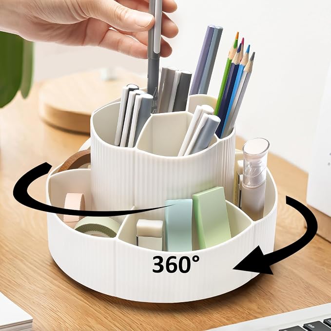 Rotating Desk Organizer, 360° Rotating Pencil Pen Holder by GGIANTGO