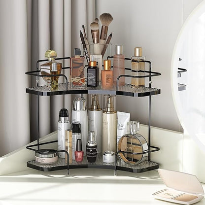 FOLLOWIN 2 Tier Bathroom Countertop Corner Organizer, Countertop Perfume Tray - Image 2