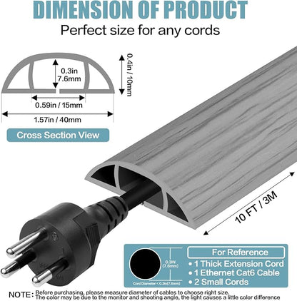 Floor Cord Cover Self Adhesive Cord Hider, 10FT Cable Management, Extension - Image 2