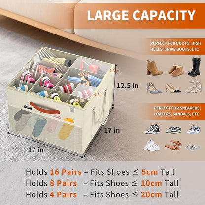 Aokeyee 2 Pack Shoe Organizer for Closet, Foldable Shoe Storage Organizer Box - Image 2