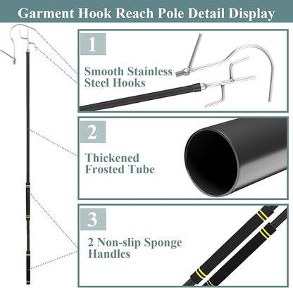 Clothes Hook Pole Heavy Duty, 32 to 80In Retail Clothing Hook Pole | Extra Long - Image 4