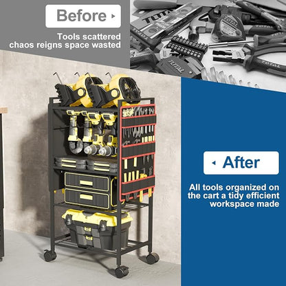 5 - Tier Power Tool Organizer Cart - 300 lbs Heavy Duty Utility Rack Shelf - Image 7