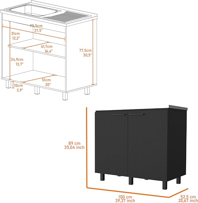 Oklahoma 2 Utility Sink & Cabinet, Interior Shelf, Aluminum Countertop - Image 3