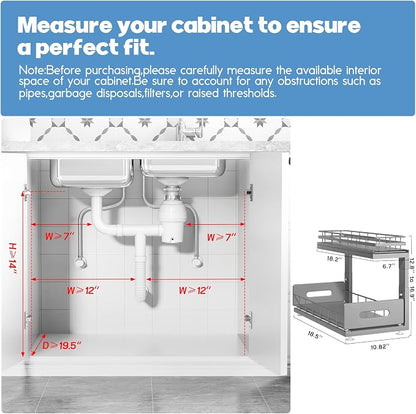 Under Sink Organizer Upgrade To Professional Rails, 2-Tier Dual Pull Out - Image 2