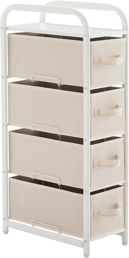 MAX Houser 4 Drawer Narrow Dresser Fabric Storage Tower Vertical Slim Storage by MAXHouser