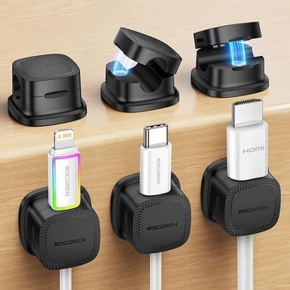 6 Pack Cable Management Cord Organizer, Magnetic Cable Clips-1s Lock, Rocoren by Rocoren