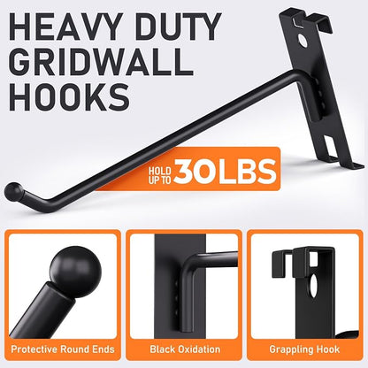 INCLY 6 Inch Gridwall Hooks, 60 Pack Heavy Duty Black Display Hooks - Image 3
