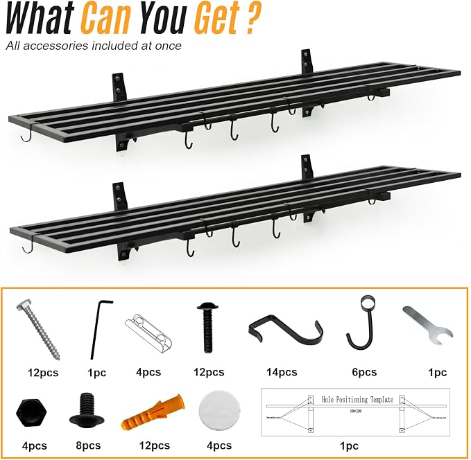 2-Pack 1.6X4 FT Garage Shelving Wall Mounted Holds Up to 800 Lbs Heavy Duty - Image 3