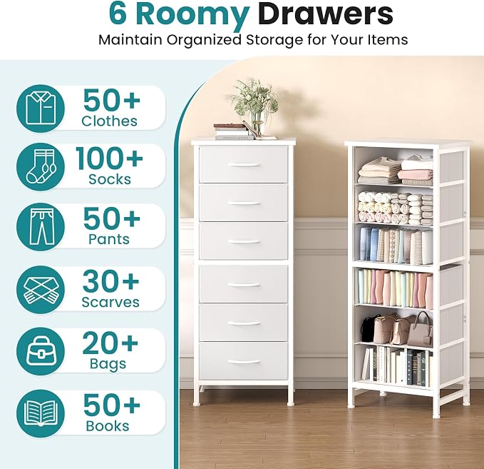 OLIXIS 6 Drawer Dresser, Fabric Storage Organizer - Image 4