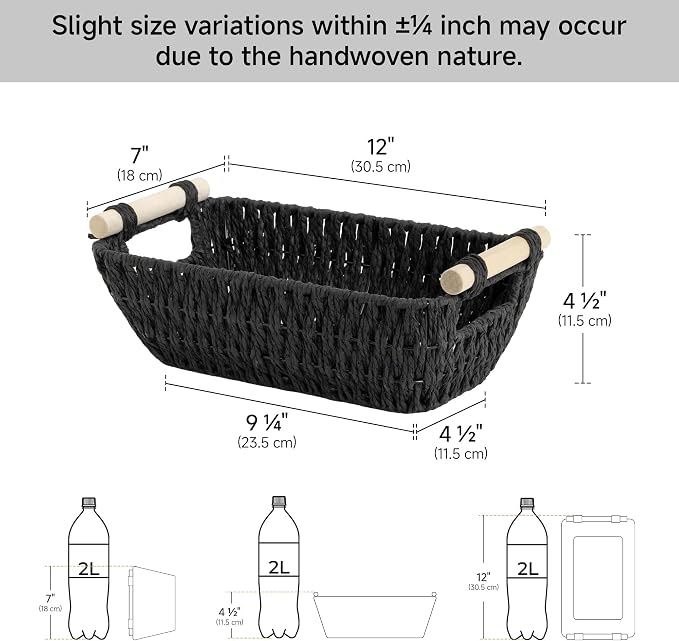 StorageWorks Black Wicker Storage Basket - Image 3