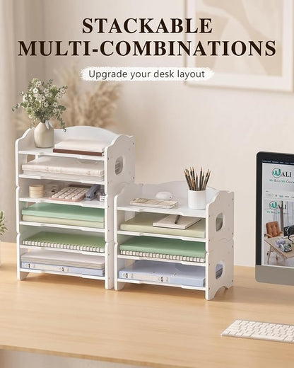 WALI Desk File Organizer, 2 Tier Stackable Desktop Paper Letter Tray Organizer - Image 7