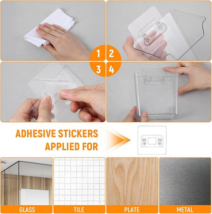 6 Pcs Clear Adhesive Wall Storage Bins, Small Cabinet Door Organizer Holders - Image 7