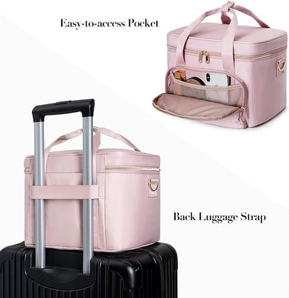 Travel Makeup Bag with 2 Pouches and Adjustable Dividers, Large Cosmetic Case - Image 4