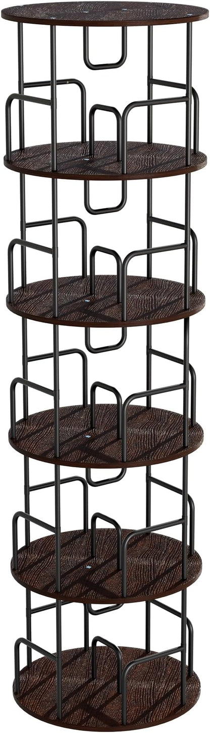 GDFStudio Rotating Bookshelf Tower, 5 Tier 360° Spinning Bookcase, Tall Narrow - Image 8