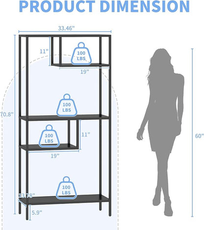 Metal Storage Shelves, 70.9” Tall Geometric Bookshelf, Floor Standing Display - Image 3