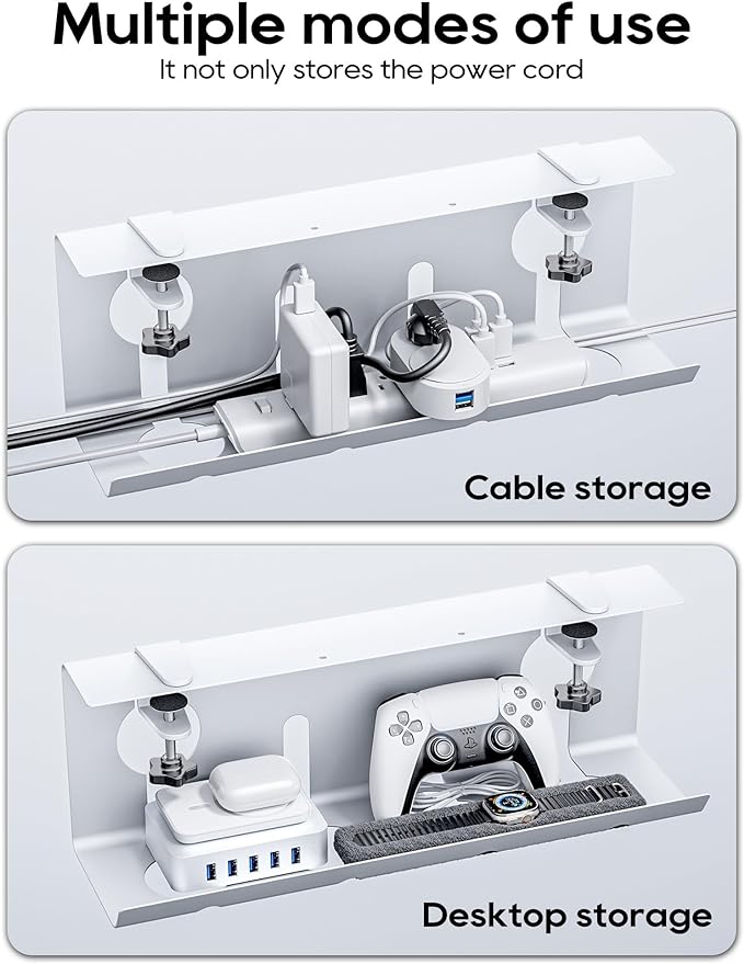 NODOCA No Drill Under Desk Cable Management Tray, Punch-Free Clamp on, Metal - Image 6