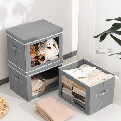 Homsorout Storage Bins with Lids, 3 Pack Large Storage Cubes with Window - Image 4