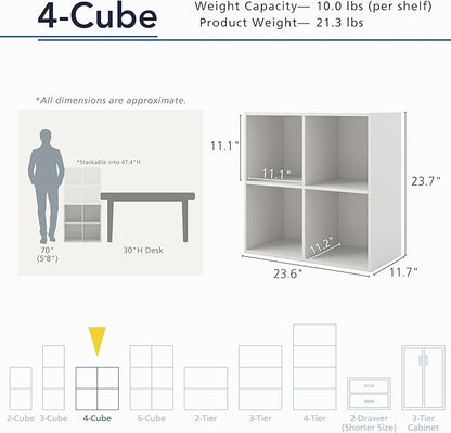 Homes: Inside + Out Apexa 4-Cube Storage Organizer Shelves, Stackable Wood - Image 3
