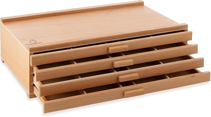 7 Elements 4 Drawer Wooden Artist Storage Supply Box by 7Elements