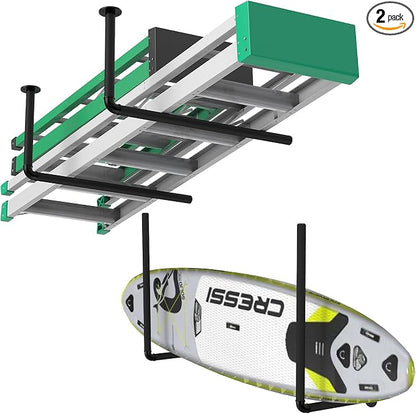 Surfboard Wall Mount or Ceiling Rack, Heavy-Duty Overhead Garage Storage Rack by HEOMU
