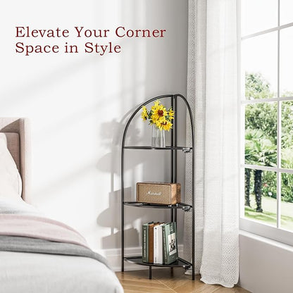 Crofy Foldable 3 Tier Corner Shelf, Metal Corner Plant Stand - Image 5