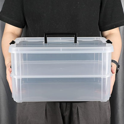 JUXYES 2-Tiers Stack Carry Storage Box - Image 3