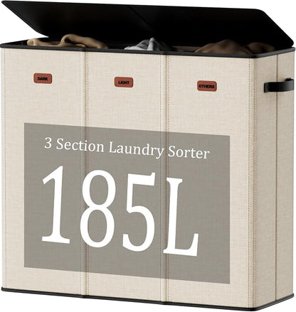 185L Laundry Hamper 3 Section by Fuonsyn