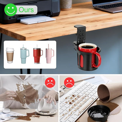 MYITYARD Desk Cup Holder Clamp, Clip On Table Cup Holder, Rotatable Water - Image 6