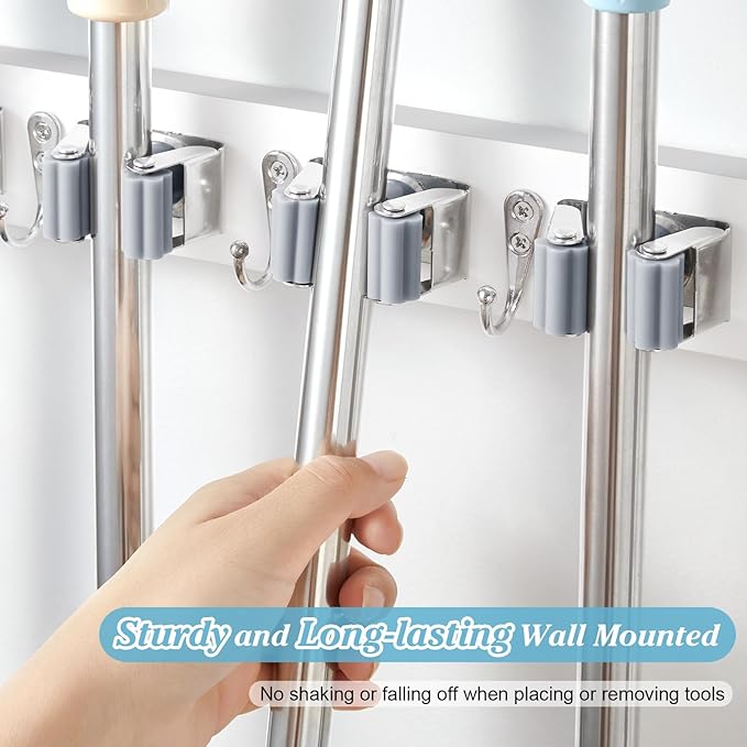 White Broom Holder Wall Mount - Image 3