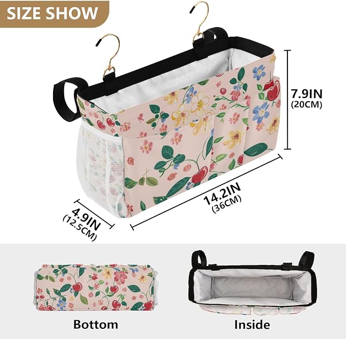 Cute Cherry Blue Flowers Bedside Caddy - Image 4