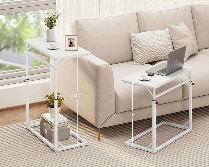Vagusicc C Shaped End Table, Tall Side Table - Image 4