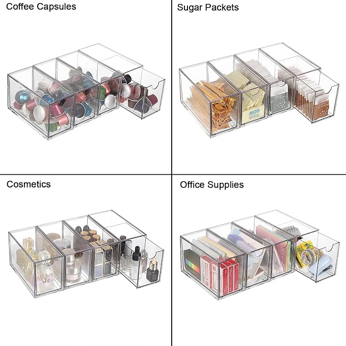 ELLDOO 4 Drawers Tea Bag Organizer, Coffee Pod Snack Storage - Image 4