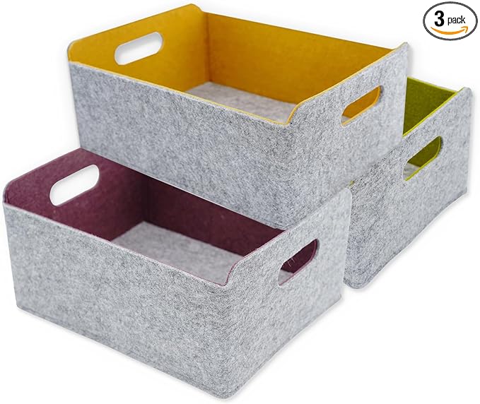 Welaxy Storage Baskets Collapsible Felt Storage bin Foldable Shelf Drawers by Welaxy
