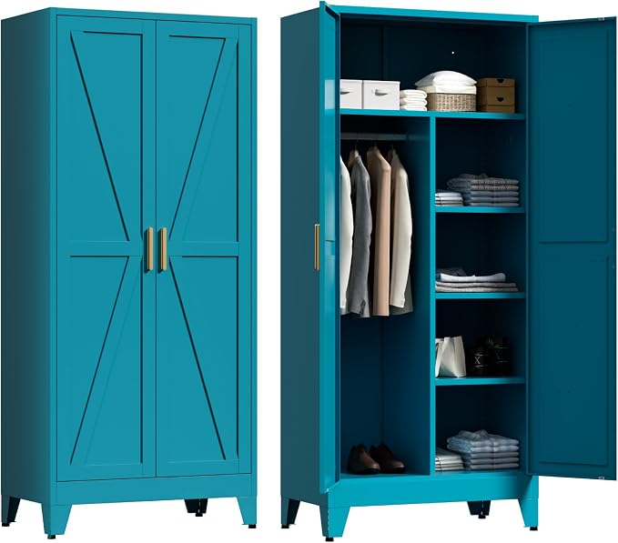 71" Tall Metal Wardrobe Closet by LCAOPC
