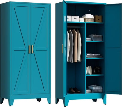 71" Tall Metal Wardrobe Closet by LCAOPC