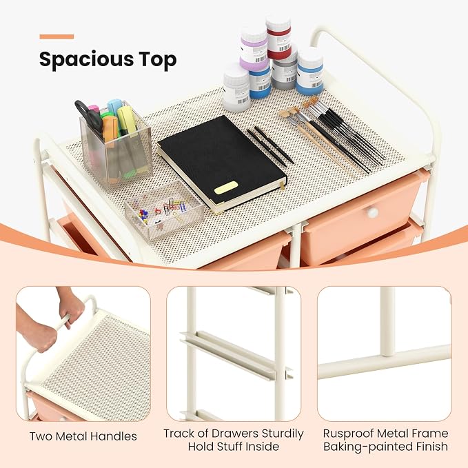 Giantex 10 Drawers Rolling Cart, Classroom Organizers, Storage Cart - Image 8