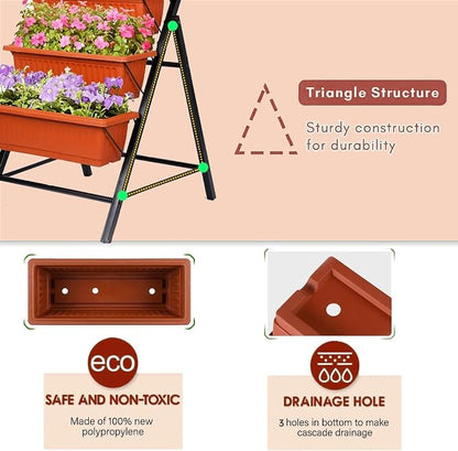 SEJOV 2 Pack Vertical Raised Garden Bed, 5 Tiers Elevated Planter Box - Image 3