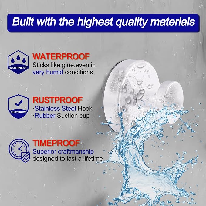 Bntuk Suction Cup Hooks for Shower, Removable Towel Hooks for Bathroom Window - Image 2
