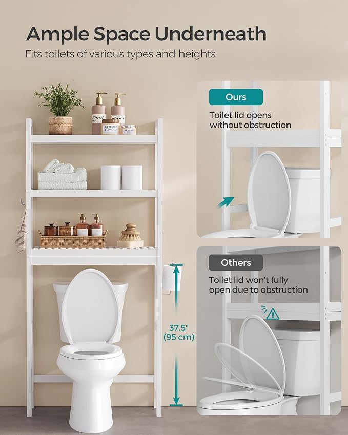 SONGMICS Over The Toilet Storage, 3-Tier Over Toilet Bathroom Organizer - Image 7