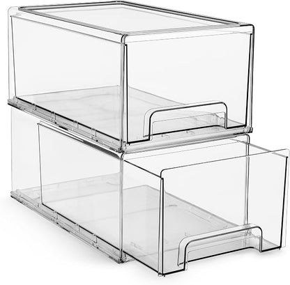 Sorbus Large Clear Stackable Storage Drawers – 4-Pack Plastic Organizer Bins - Image 8