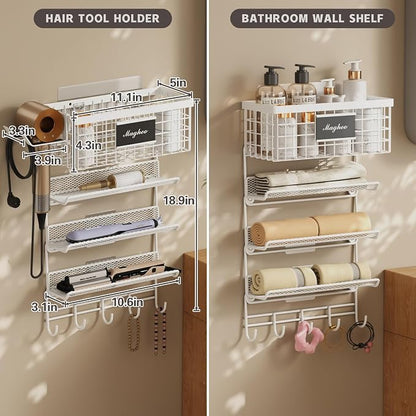 Hair Dryer Holder Wall Mounted, Adheisve Hair Styling Tool Organizer - Image 6