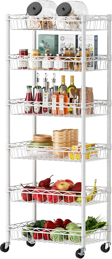 SINGAYE 6 Tier Basket Shelf Wire Shelving Unit Adjustable Storage Shelves Big by SINGAYE