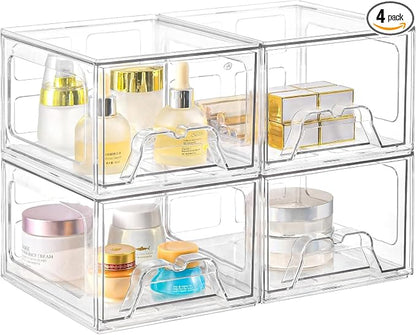 Stackable Makeup Organizer Storage Drawers Set of 4, Pantry Organization by KOKOIN
