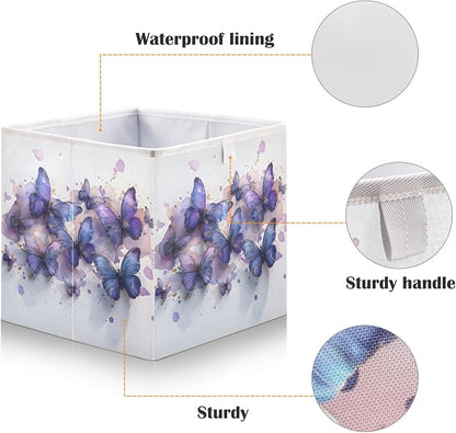 Butterflies Purple Watercolor Closet Organizers Storage Cubes Storage Bins - Image 4