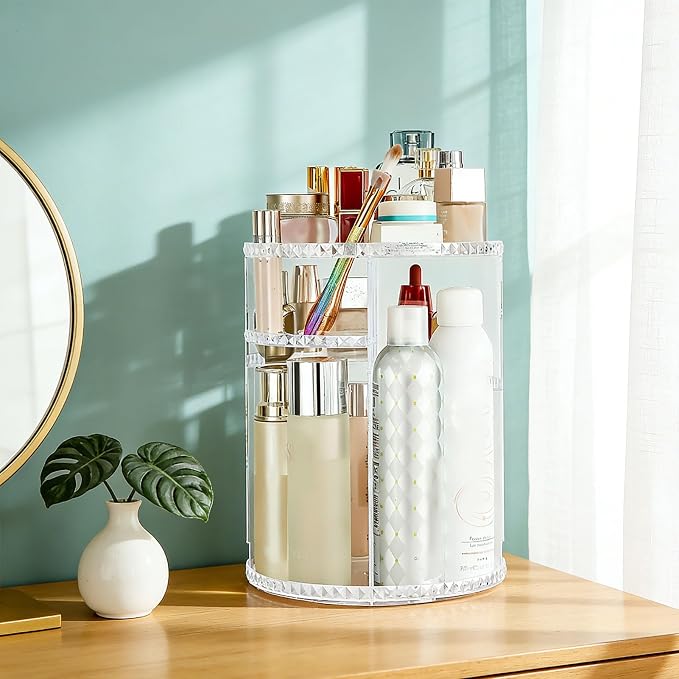 Asixxsix Rotating Makeup Organizer, Makeup Storage Carousel Tower - Image 9