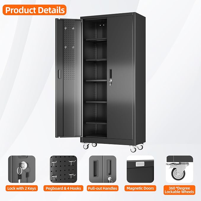 Aobabo 71" H×32" W×16" D Metal Storage Cabinet - Image 4