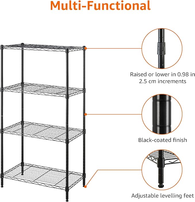Amazon Basics 4-Shelf Steel Wire Storage Rack, Adjustable, Easy Assembly - Image 5